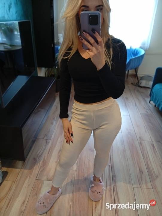 Kremowe legginsy m Długie śląskie sprzedam