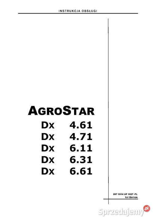 Deutz Fahr AgroStar Instrukcja obsługi agro star wielkopolskie Szamotuły