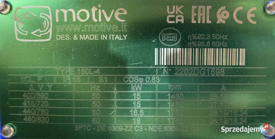silnik elektryczny 15kW 1460obr 3fazowy IE3 kujawsko-pomorskie Pigża