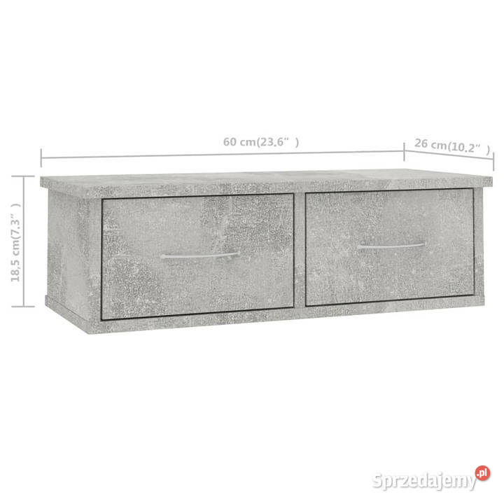 Półka ścienna betonowa szarość 60x26x185 mazowieckie Warszawa