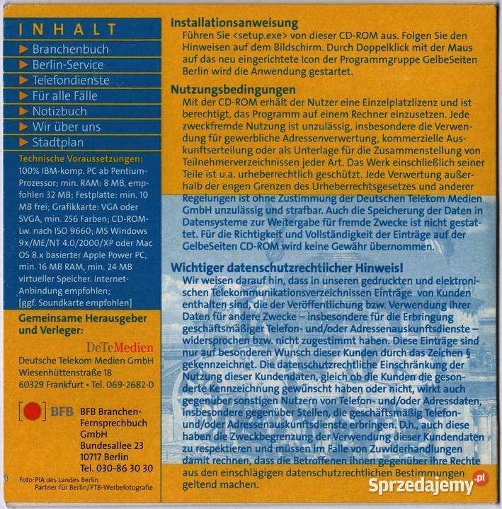 Fr BERLIN 20042005 PLAN MIASTA USŁUGI KSIĄŻKA Rewal sprzedam