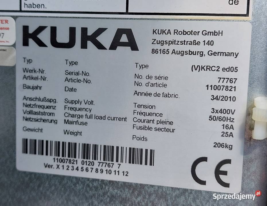 Robot przemysłowy KUKA KR16 szafa KRC2 ED05