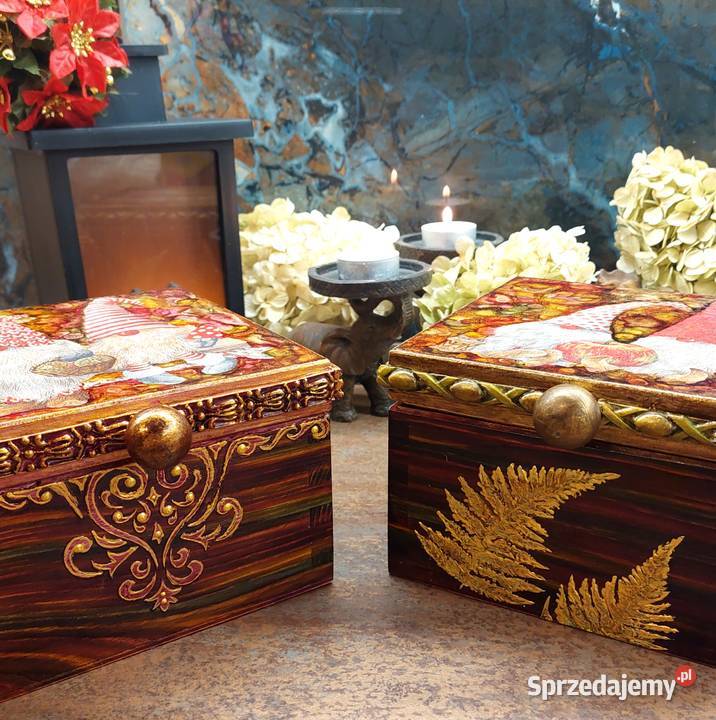 Skrzynka Szkatułka Decoupage Rękodzieło Święta Rękodzieło łódzkie