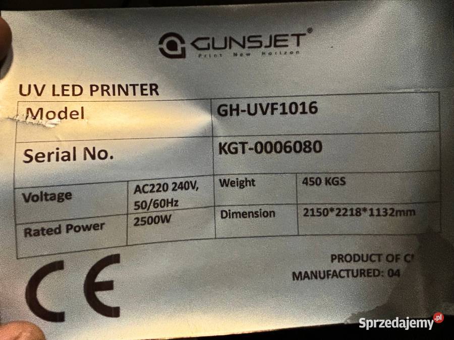 Ploter stołowy drukarka UV GunsJet GHUVF1016 Chynów