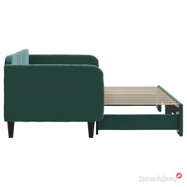 Sofa rozsuwana ciemnozielona aksamit 90x200 75cm mazowieckie