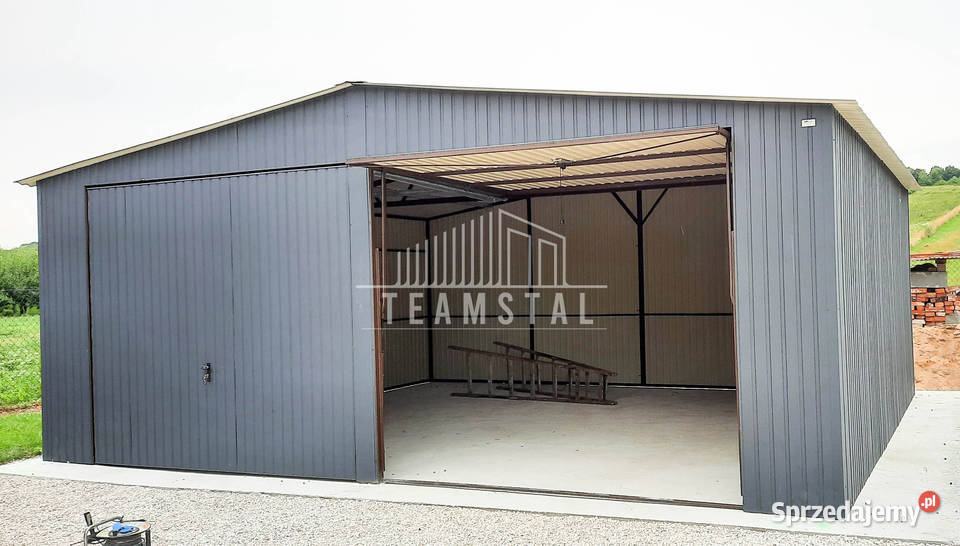 GARAŻ BLASZANY 7m x 7m pion dwuspad 2x Brama mazowieckie Siedlce