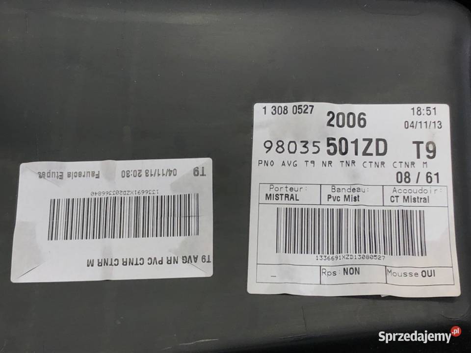 BOCZEK DRZWI LEWY PRZÓD PEUGEOT 308 II Hatchback Tapicerki samochodowe