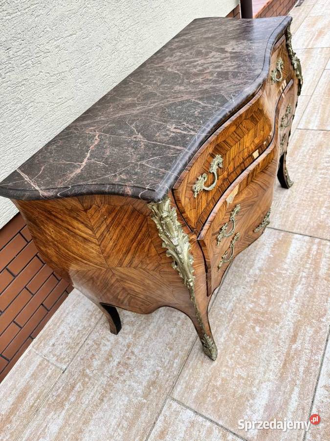 Komoda francuska Ludwik z marmurem gięta