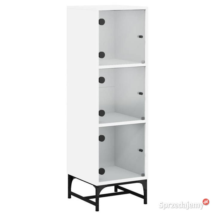Szafka ze szklanymi drzwiami biała 35x37x120