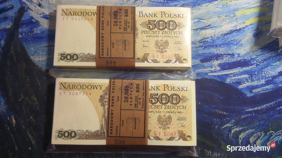 PACZKI 100 x 500 złotych 1982 UNC Warszawa