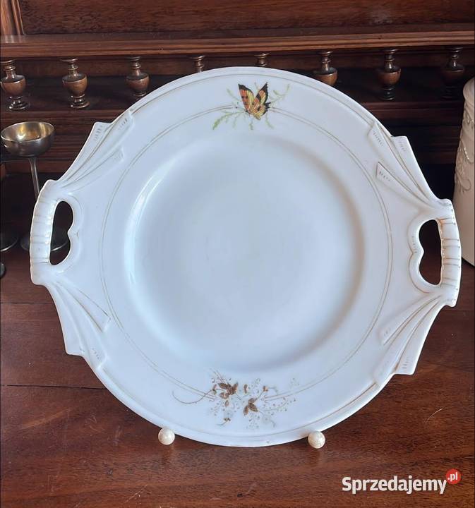 Patera z motylem i kwiatami Biała porcelanka 95 Gdańsk