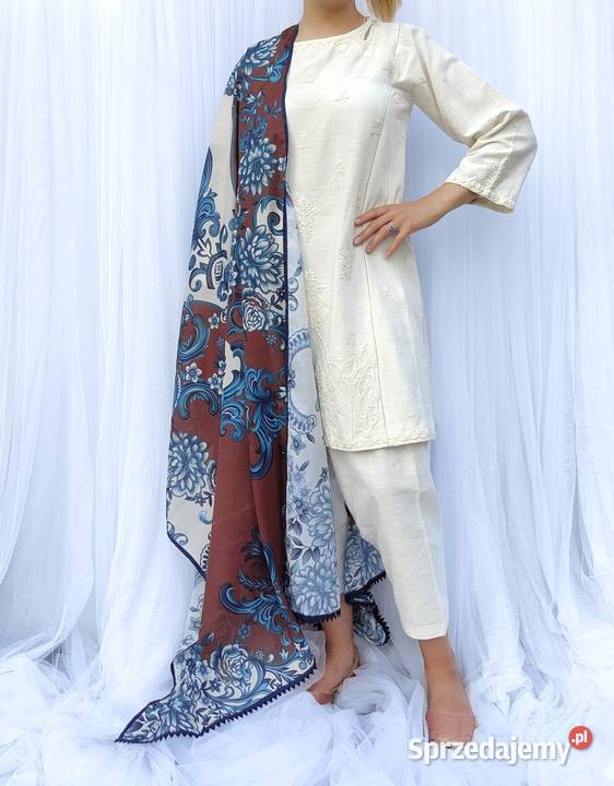 Indyjska chusta dupatta szal oversize retro zachodniopomorskie Szczecin