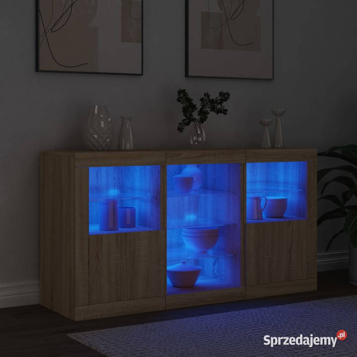 Szafka z oświetleniem LED dąb sonoma 123x37x67