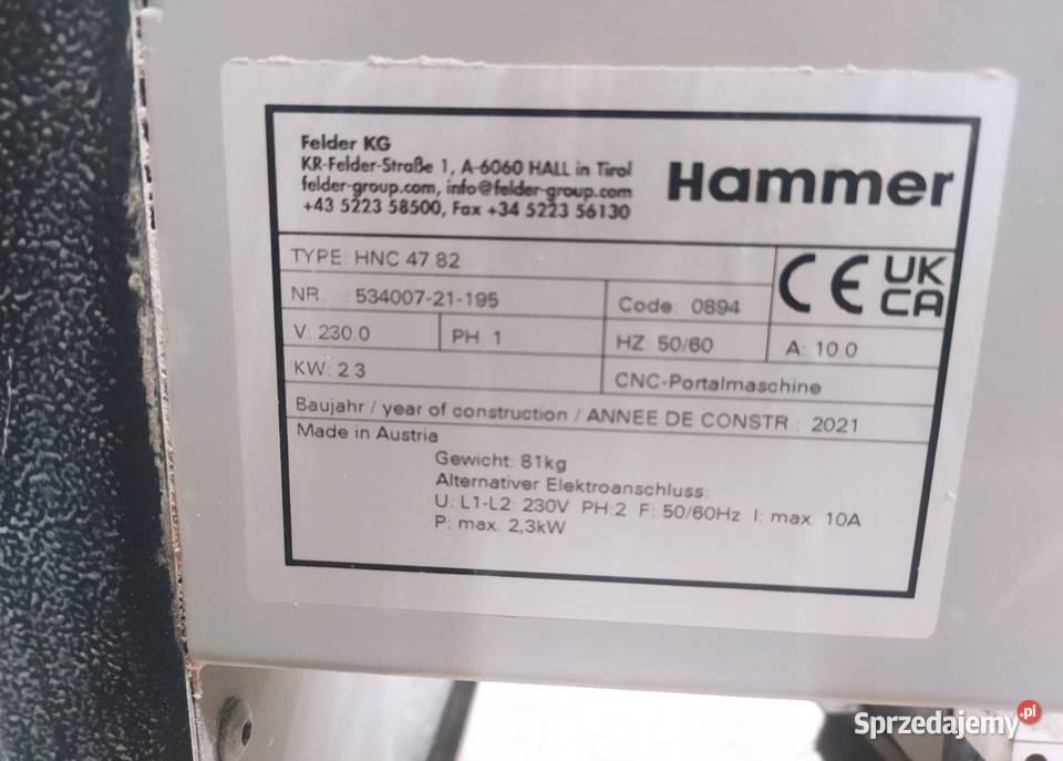 Frezarka CNC Felder Hammer HNC 4782 Sochaczew