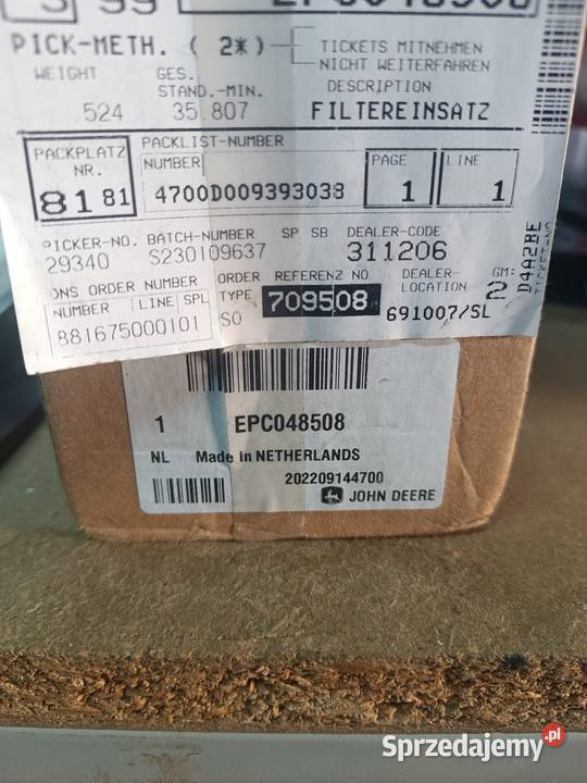Filtr hydrauliczny John Deere EPC048508 Tczew