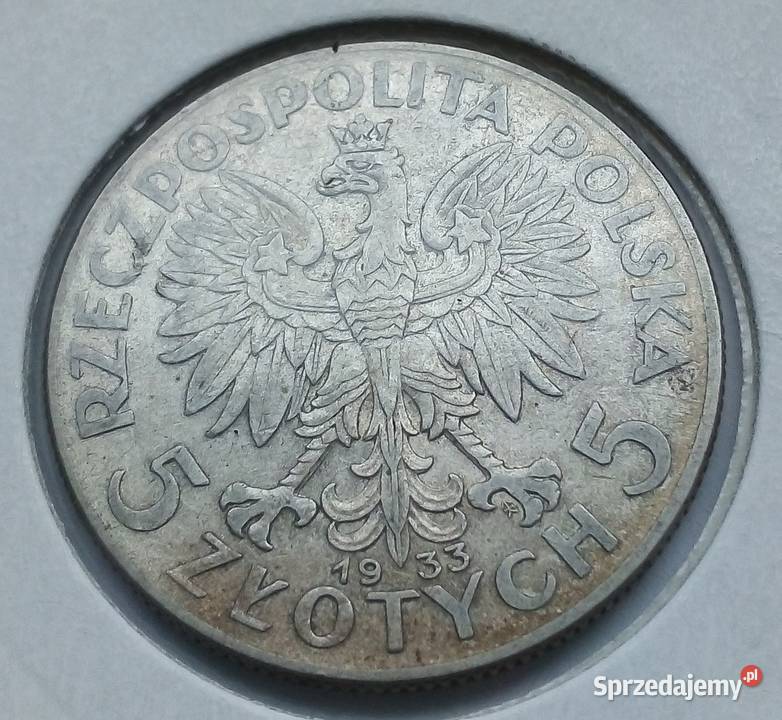 POLSKA5 ZL1933 r SREBRO 750 GŁOWA KOBIETY