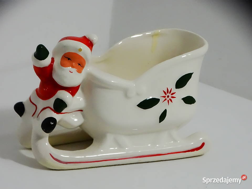 Ceramiczna ozdoba Mikołaja na saniach Frankel Biłgoraj