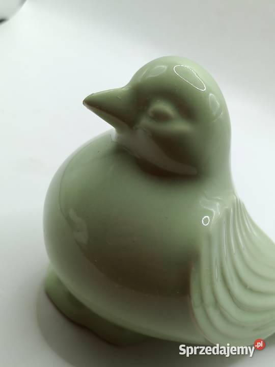 Figurka ceramika miętowy zielony ptak gołąb lubelskie sprzedam