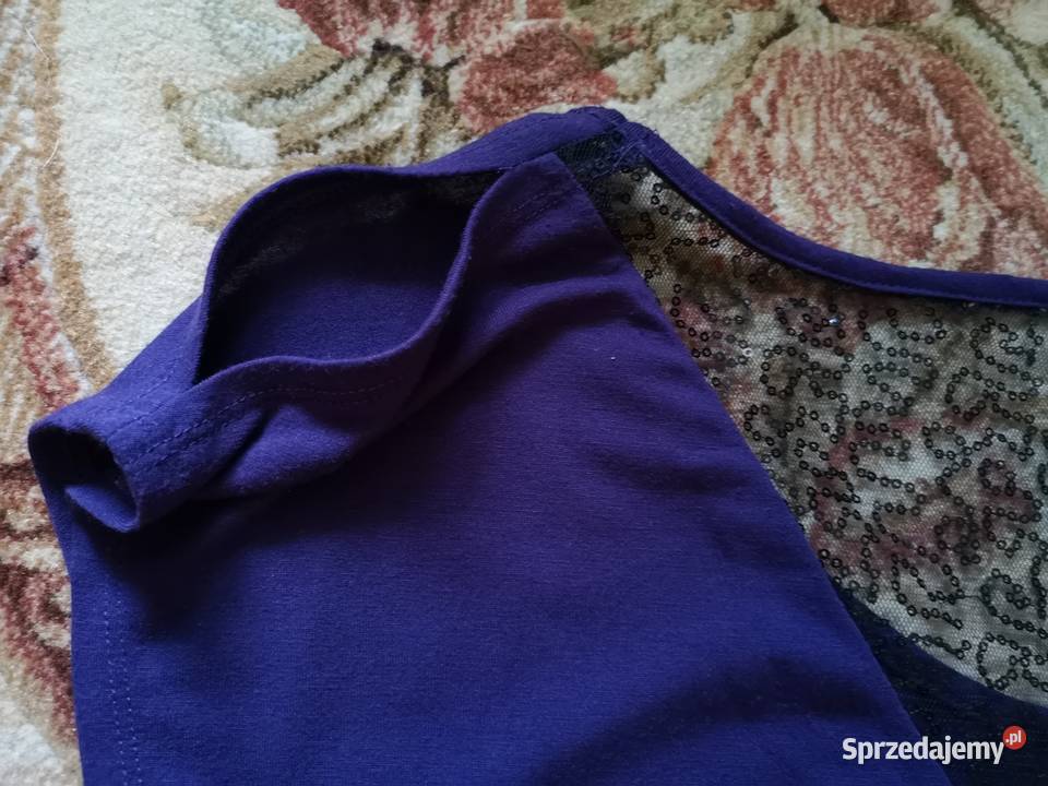 Fioletowa śliwkowa sukienka z siateczką w cekiny Tuchów sprzedam