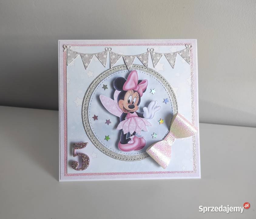 Kartka ręcznie robiona na urodziny Myszka Minnie Łódź