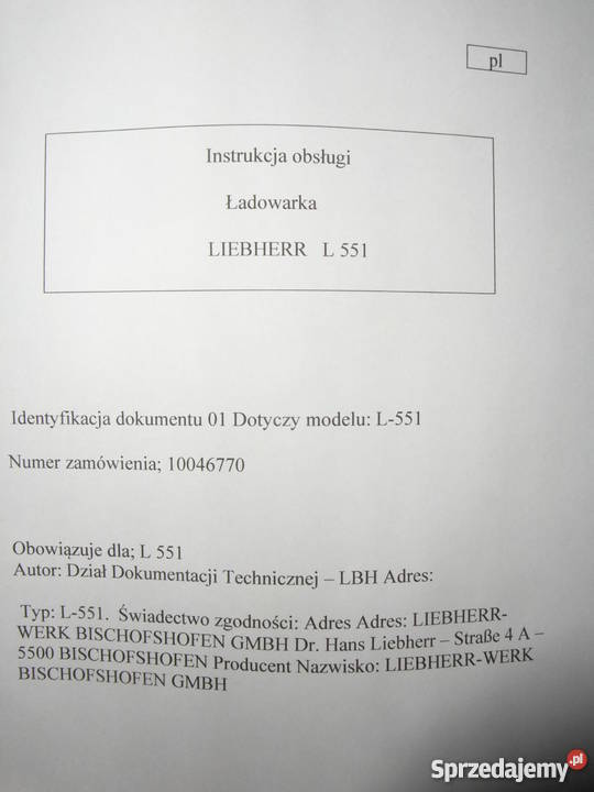 INSTRUKCJA OBSŁUGI DTR LIEBHERR L551 i iNNE Pozostałe zachodniopomorskie Szczecin