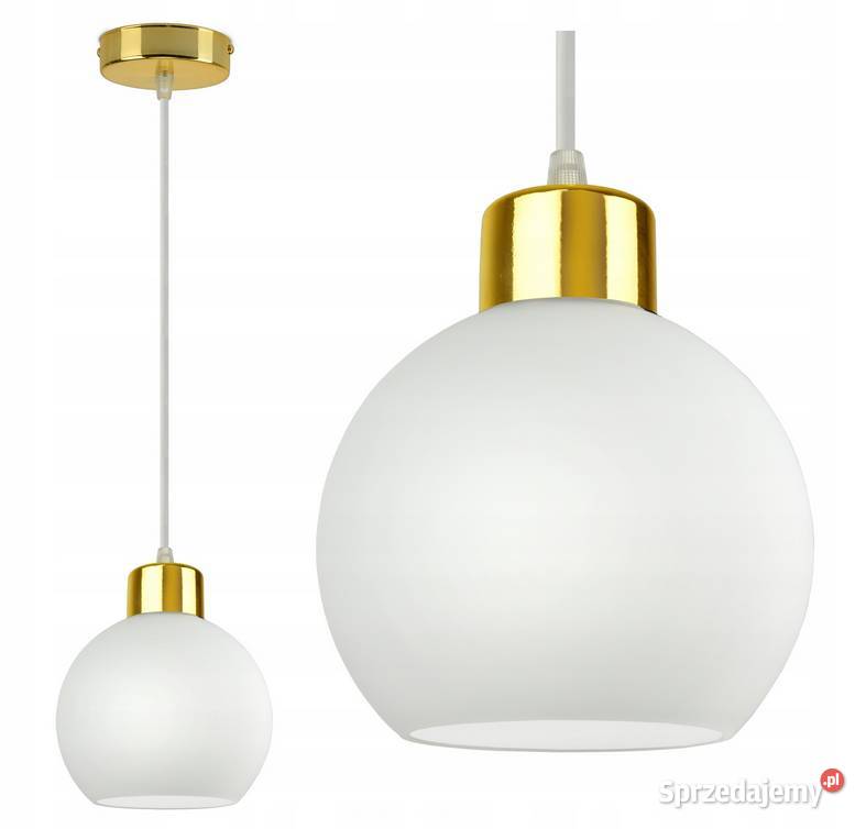 Lampa Wisząca Żyrandol Plafon Złoty Kula Biały Choroszcz