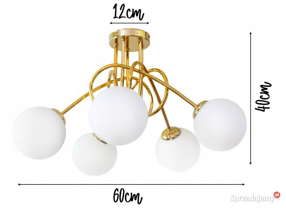 LAMPA WISZĄCA SUFITOWA ŻYRANDOL ZŁOTA 3 KULE 5