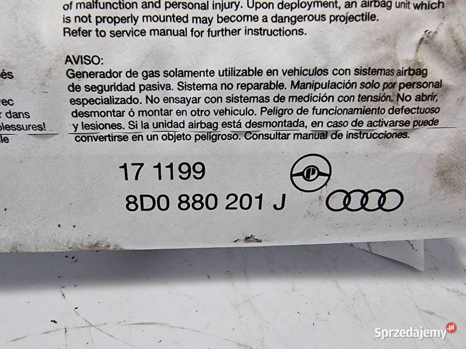 PODUSZKA AIRBAG AUDI A4 B5 8D0880201J Lipno
