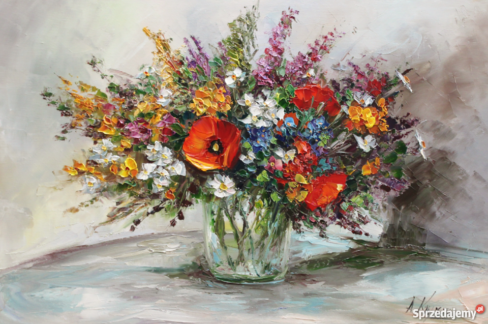 AKarpezo Obraz Olejny KWIATY POLNE 40 x 60 Opole