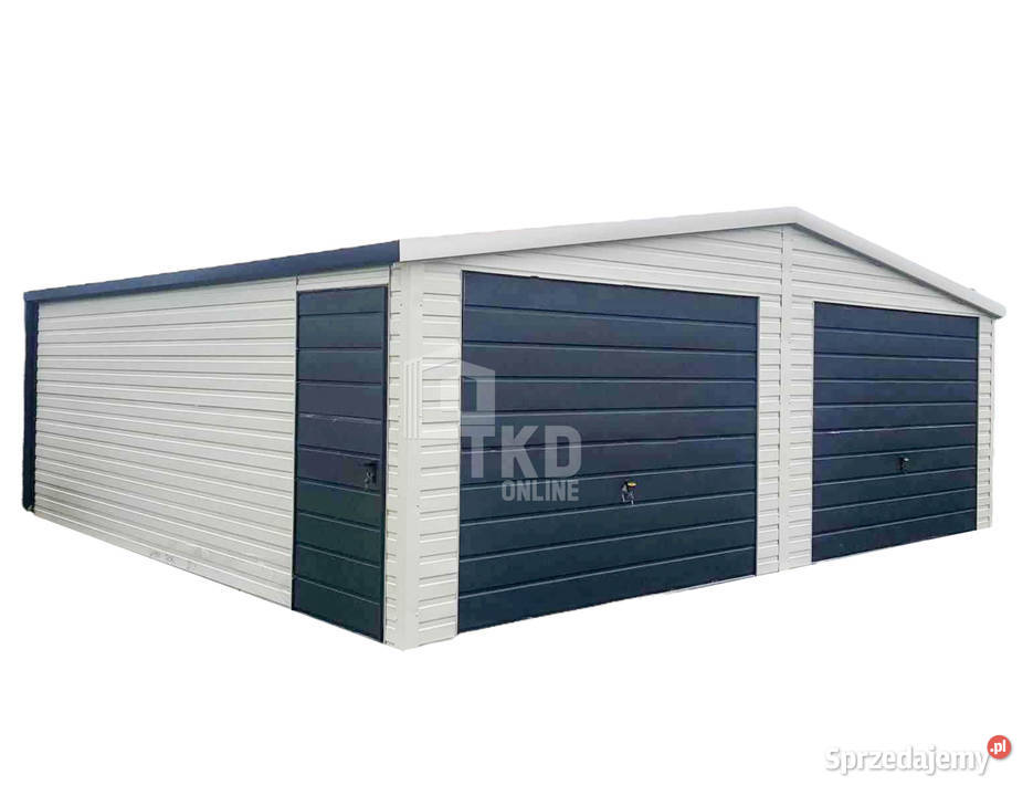 Garaż Blaszany 7x6 2x Brama rynny Antracyt biały Cieszyn