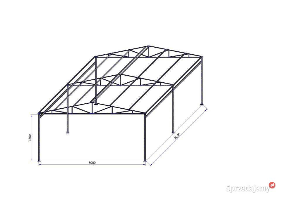 Konstrukcja Stalowa 8x6 m Hala Wiata Garaż Rawa Mazowiecka