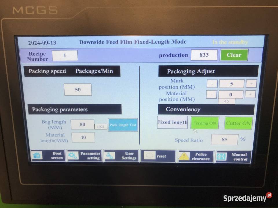 MASZYNA PAKUJĄCA 3 SERWO DOLNY PODAJNIK sprzedam