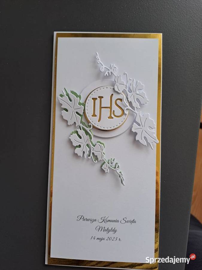 Kartka w kopercie z okazji komunii Strzebiń