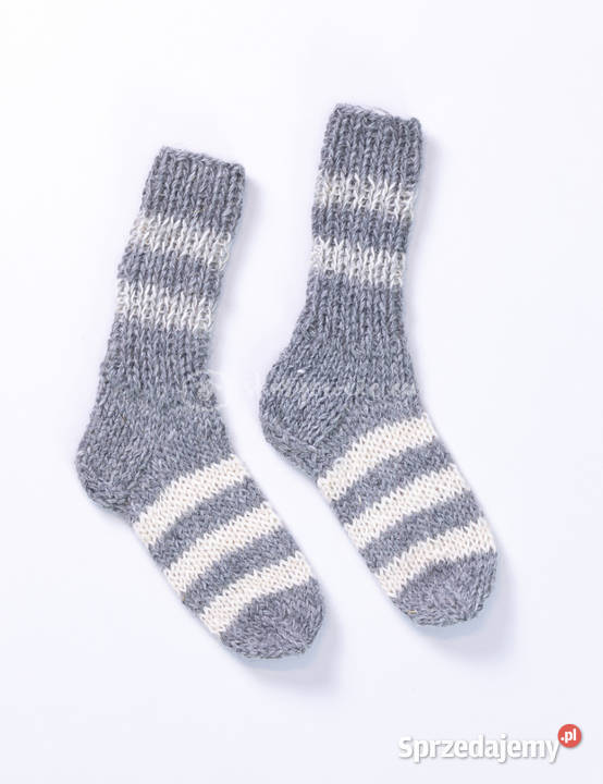 Wełniane ciepłe skarpetki w paski w kolorze Szaflary