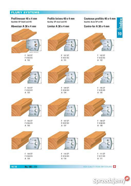 Noże profilowe 40x4mm do głowicy uniwersalnej