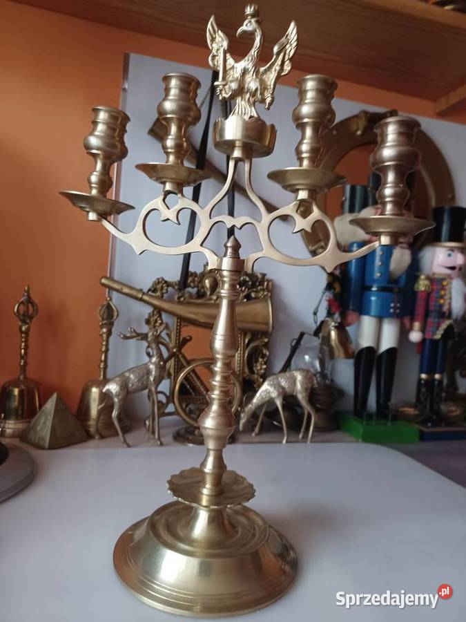 Piękny świecznik mosiężny Księstwo Warszawskie Poznań