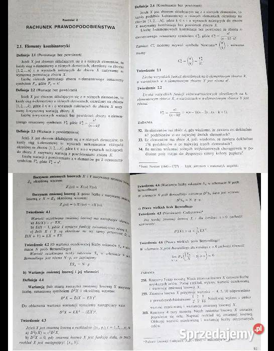 Zbiór zadań z rachunku prawdopodobieństwa S Chełm sprzedam