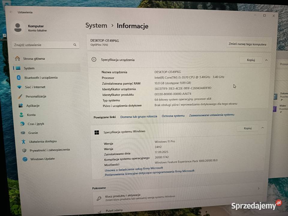 Komputer Dell 7010 i5 windows 11 dysk ssd śląskie Mikołów