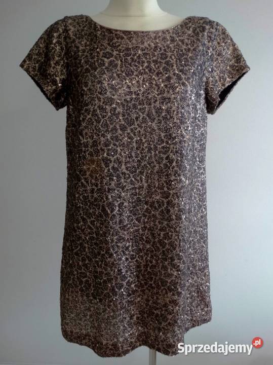 Sukienka Złota Cekinowa Balowa Wieczorowa Łomża