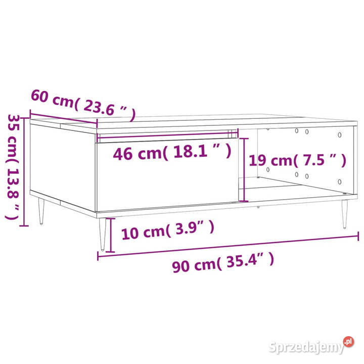 Stolik kawowy szary dąb sonoma 90x60x35 WM827058 mazowieckie