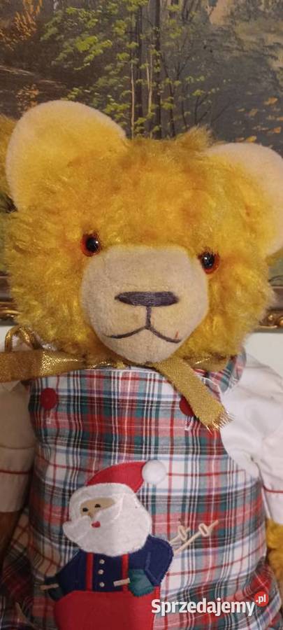 Miś trociniak twardawa maskotka PRL w ubranku inny kolor Poznań