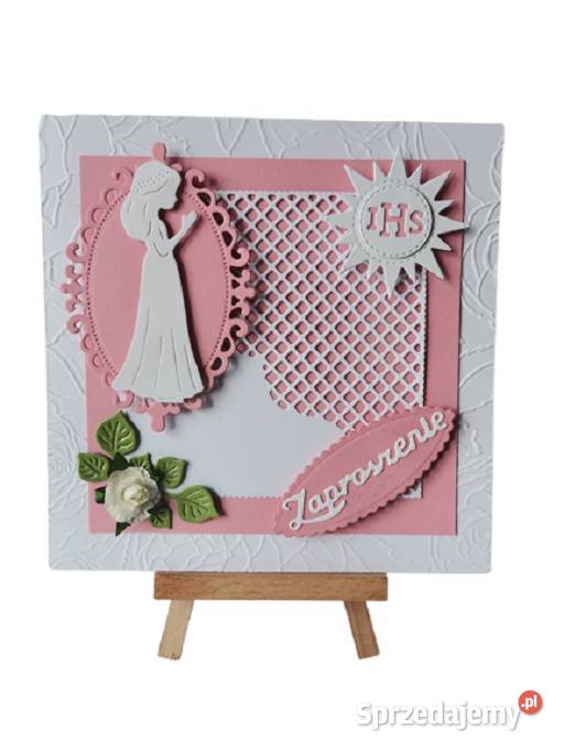 Zaproszenia Komunia Dziewczynka W Ramce Rękodzieło wielkopolskie Poznań