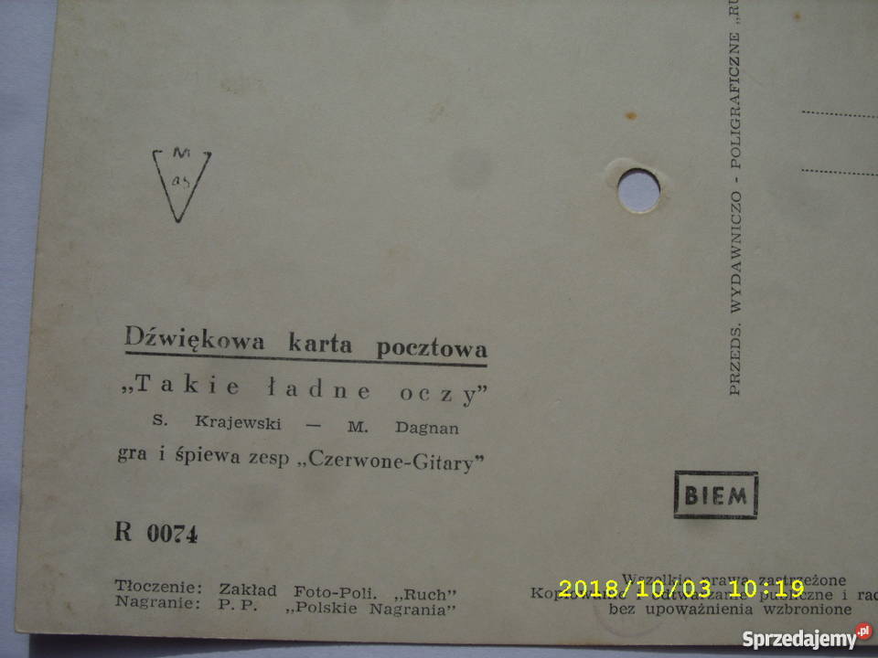 CZERWONE GITARYTAKIE LADNE OCZY Pocztowka Wołów