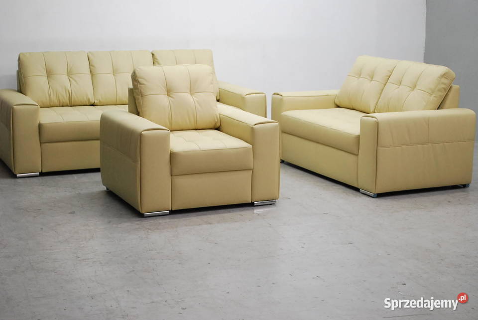 ROM KOMPLET 321 sofy kanapy zestaw SKÓRA 1100 214cm Poznań