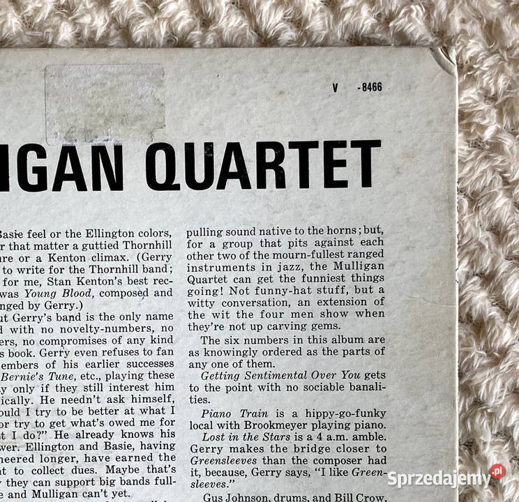 Gerry Mulligan Quartet The Gerry Mulligan płyta winylowa zachodniopomorskie Szczecin
