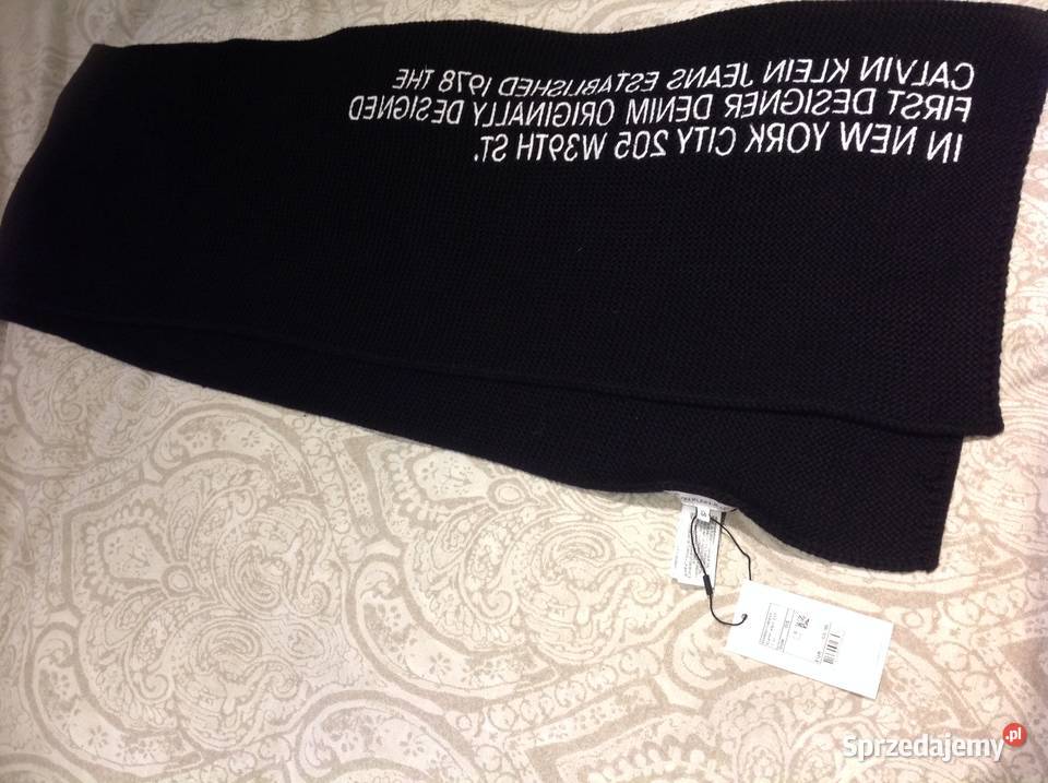 Czarny Długi Gruby Szalik Szal CALVIN KLEIN NOWY