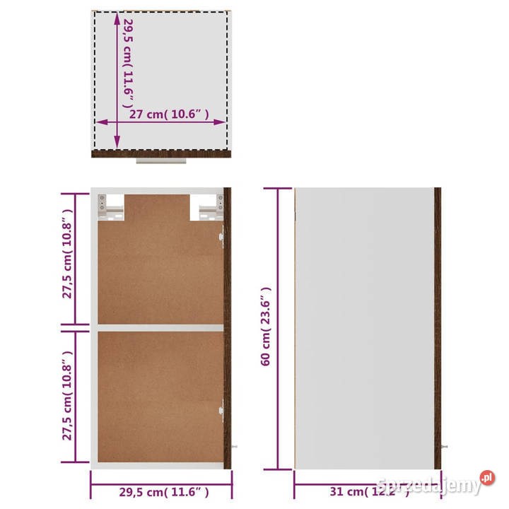 Szafka wisząca brązowy dąb 295x31x60 WM826622 Warszawa