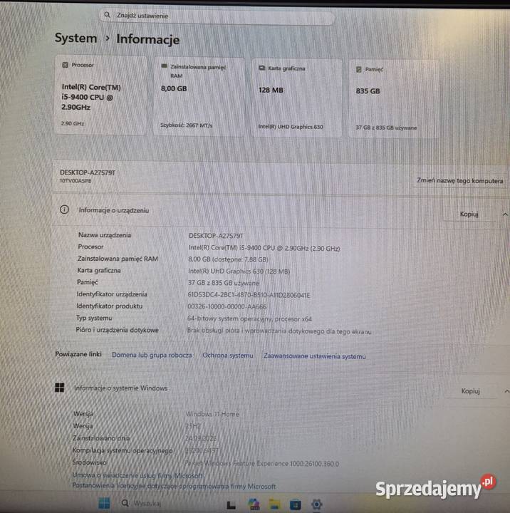 Lenovo V530 i59400 8 GB DDR4 SSD M2 256GB HDD Ruda Śląska