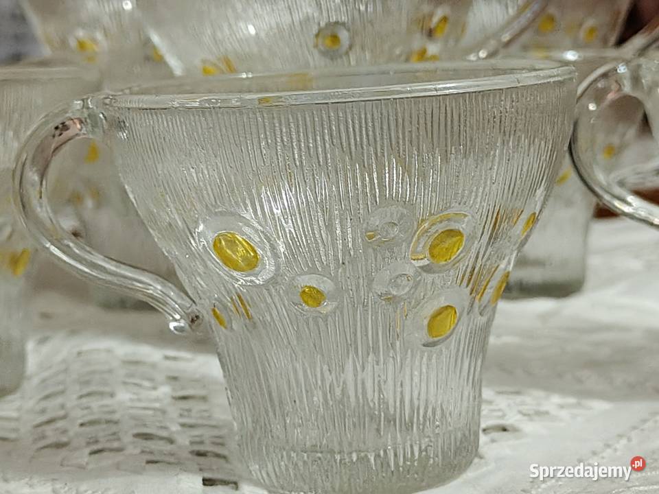 Filiżanki szklaneczki szkło PRL Legnica