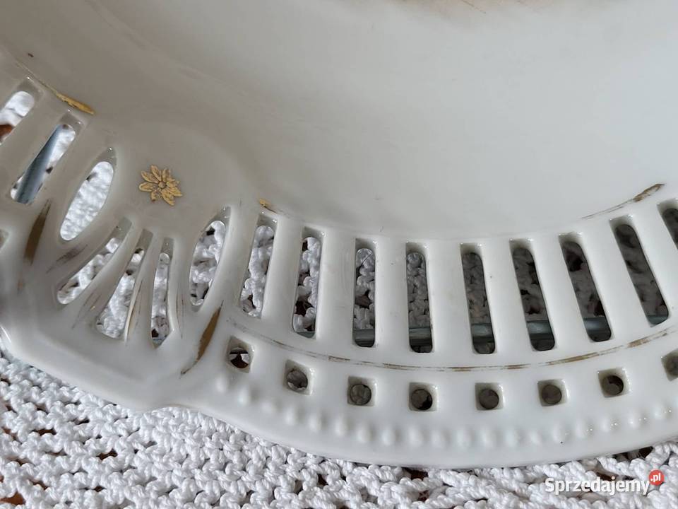 Duża ażurowa miska ze scenką staruszka pomorskie Gdańsk